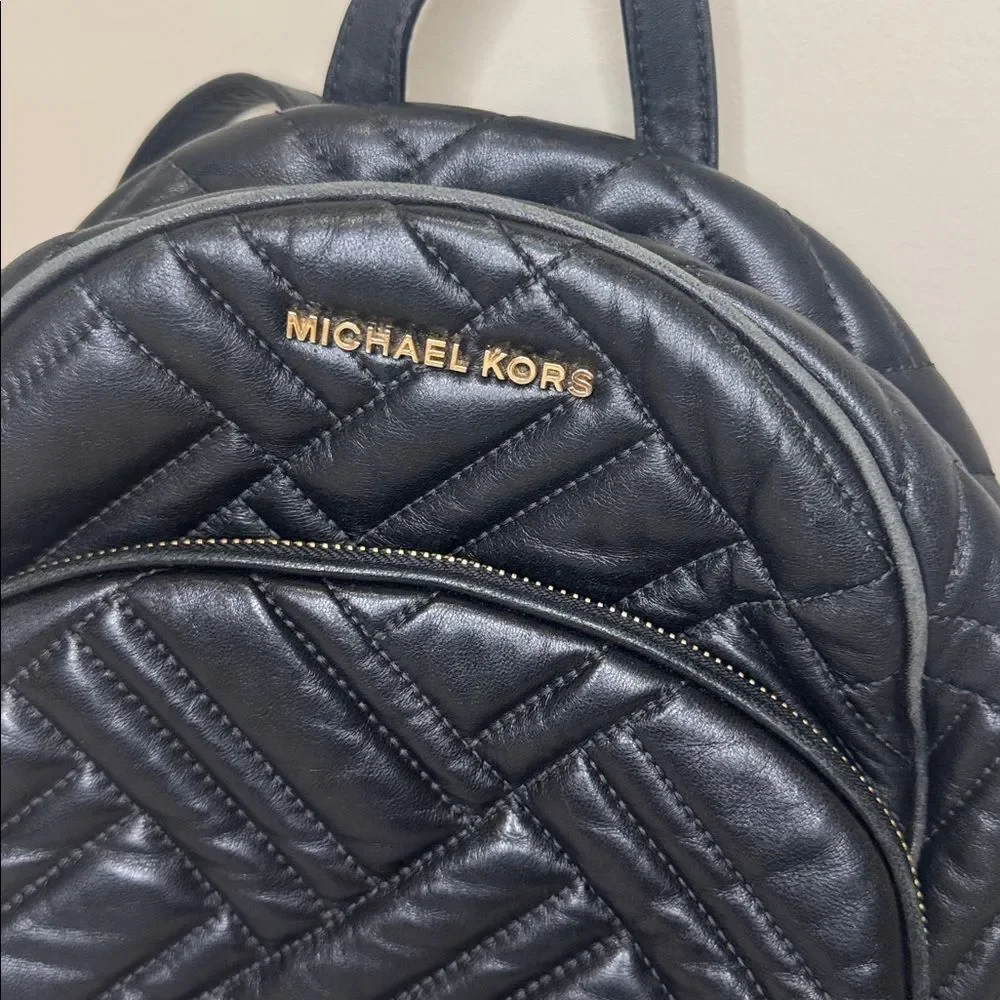 Michael Kors Abbey Medium Quilted Leather Backpack | Black